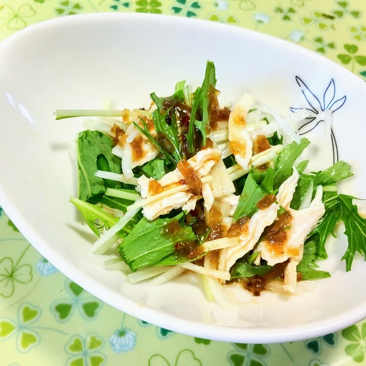 サラダチキン・大根・水菜のあっさり和風サラダ